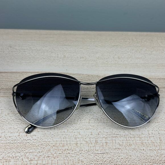 Chanel 4181 Cat Eye Sunglasses Silver Tone Wire Black Aviators Luxury Designer - Picture 8 of 16